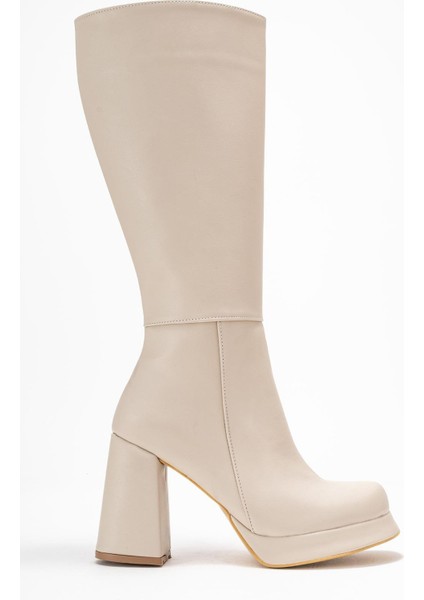 Kadın Platform Taban Çizme Bej Cilt fiyatları