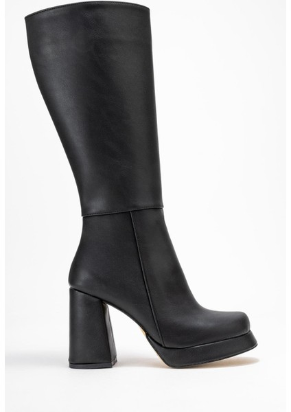 Kadın Platform Taban Çizme Siyah Cilt fiyatları