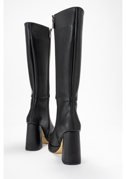 Kadın Platform Taban Çizme Siyah Cilt fırsatları