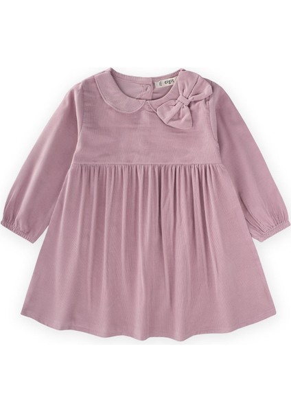 Kadife Elbise 1-8 Yaş Leylak