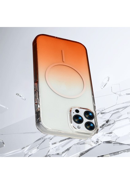 Apple iPhone 16 Pro Uyumlu M-Safe Şarj Özellikli Septik Silikon Kapak Turuncu indirimleri