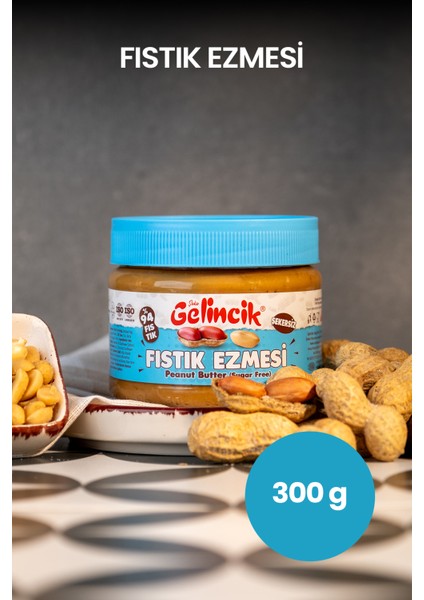 Kahvaltılık Sürülebilir Doğal Katkısız 300GR Özel Üretim Şekersiz Fıstık Ezmesi Krem
