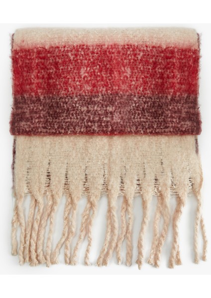 Yumuşak Dokulu Renk Bloklu Püsküllü Uzun Atkı fiyatları