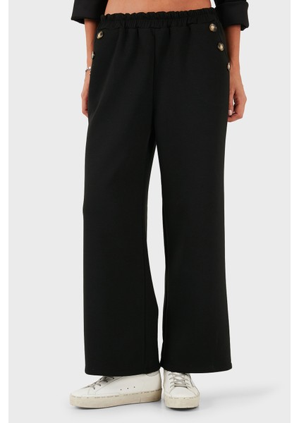 Via Dante Regular Fit Lastikli Bel Geniş Paça Düğme Detaylı Pantolon Bayan Pantolon 6888573 fırsatları