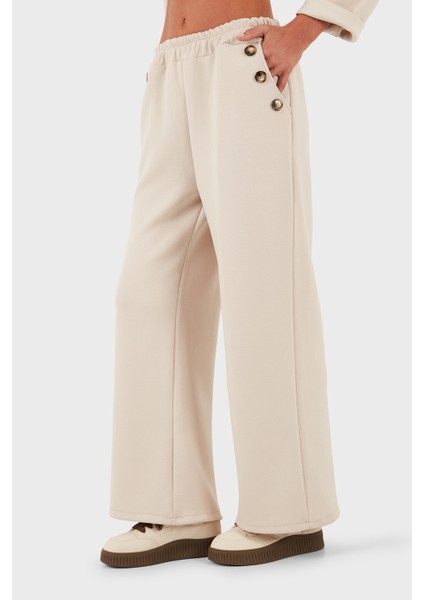 Via Dante Regular Fit Lastikli Bel Geniş Paça Düğme Detaylı Pantolon Bayan Pantolon 6888573 fırsatları