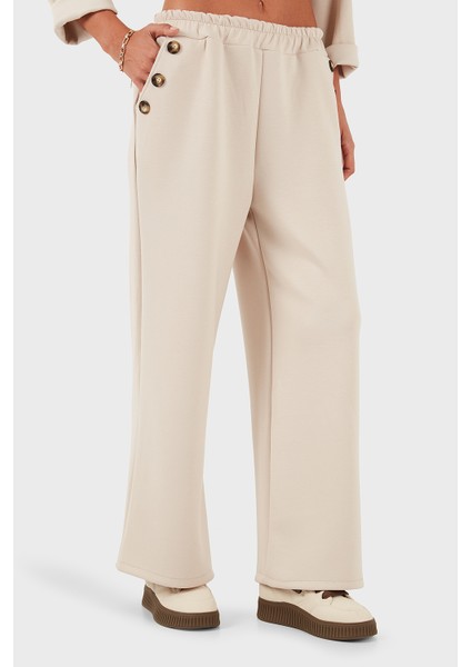 Via Dante Regular Fit Lastikli Bel Geniş Paça Düğme Detaylı Pantolon Bayan Pantolon 6888573 indirimleri