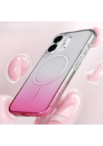 Apple iPhone 16 Uyumlu M-Safe Şarj Özellikli Septik Silikon Kapak Pembe indirimleri