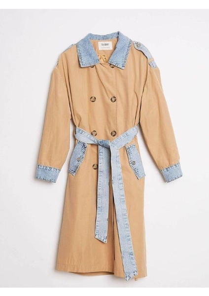 87077 Jean Detaylı Uzun Trench Karamel indirimleri