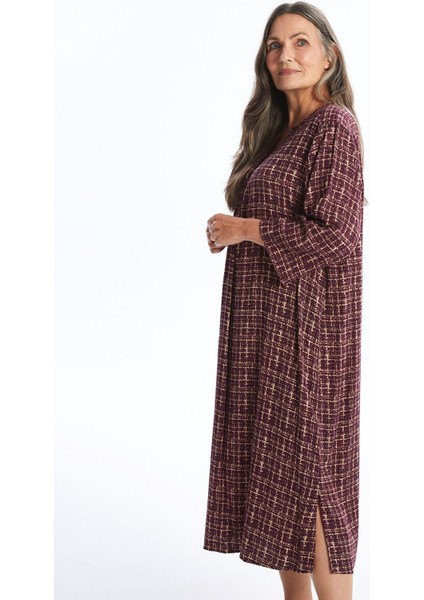 Yeni Sezon Kaçık Yaka Desenli Elbise fiyatları