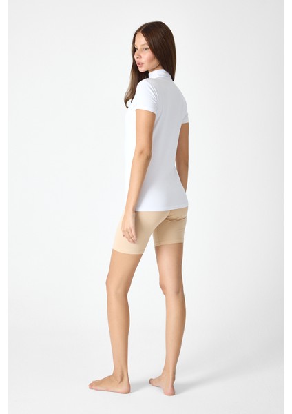 Kadın Beyaz Kısa Kollu Yarım Balıkçı Yaka Modal Body 1043 indirimleri