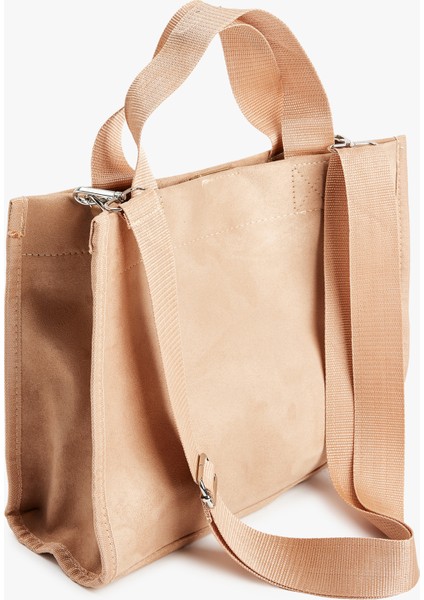 Etiket Detaylı Saplı Askılı Suni Süet Tote Çanta fiyatları