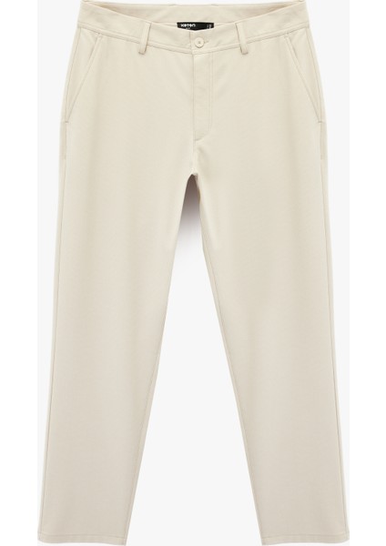 Viskon Karışımlı Cepli Düğmeli Slim Fit Kumaş Pantolon