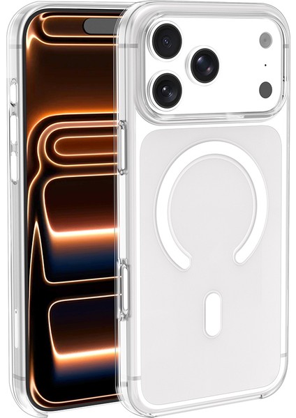 Apple iPhone 17 Pro Kılıf Wireless Şarj Özellikli Şeffaf Orjin Kapak