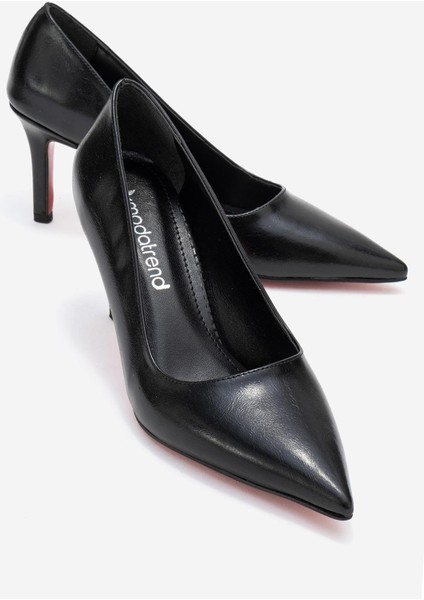 Kadın Stiletto Ayakkabı Siyah Kırışık