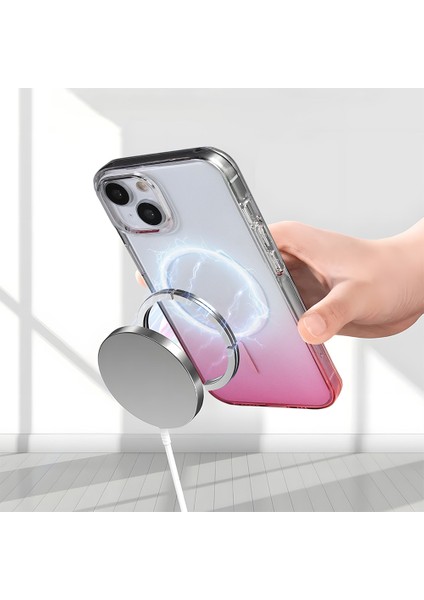 Apple iPhone 13 Uyumlu M-Safe Şarj Özellikli Septik Silikon Kapak Pembe modelleri