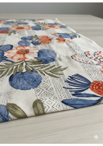 Çift Kişilik Lüks Pike Takımı | Açık Mavi Çarşaf & Canlı Renkler Çiçek Desenli Pamuklu Pike fiyatları