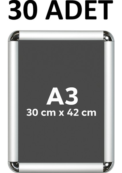 30 Adet A3 Eko Seri Çerçeve Rondo Köşe Aç Kapa Açılır Kapa