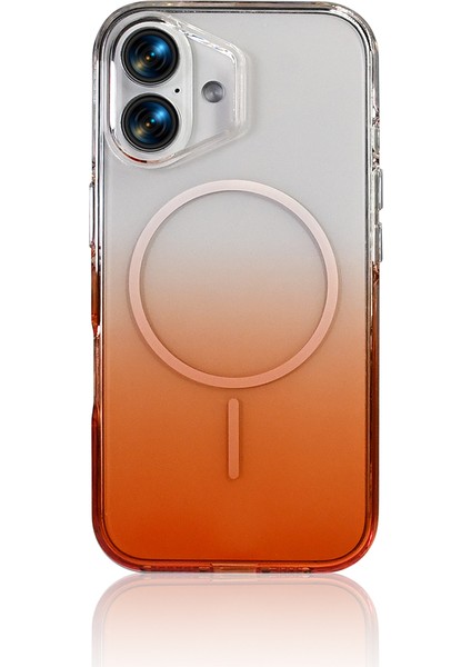 Apple iPhone 16 Uyumlu M-Safe Şarj Özellikli Septik Silikon Kapak Turuncu fiyatları