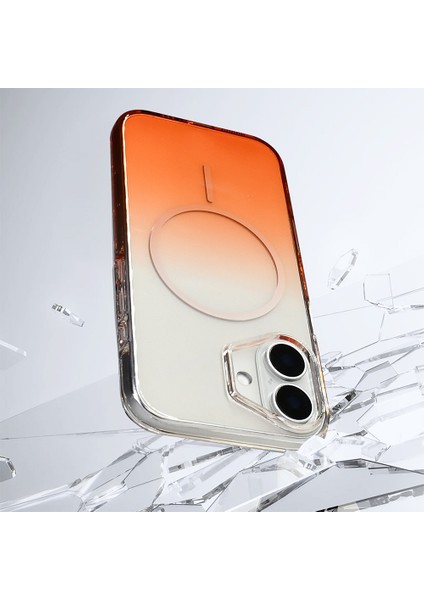 Apple iPhone 16 Uyumlu M-Safe Şarj Özellikli Septik Silikon Kapak Turuncu modelleri