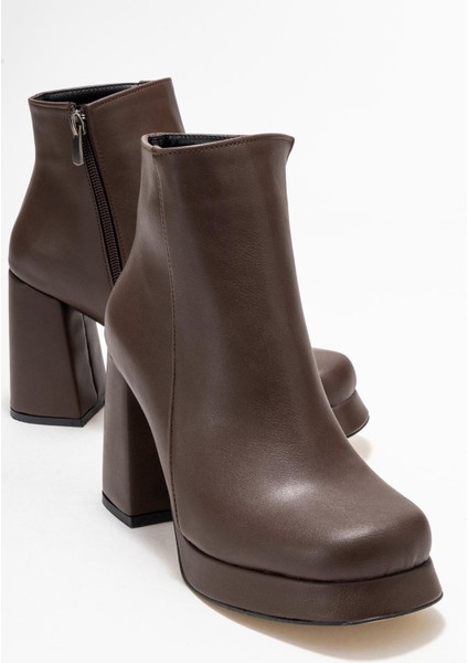 Kadın Platform Taban Bot Kahve Cilt