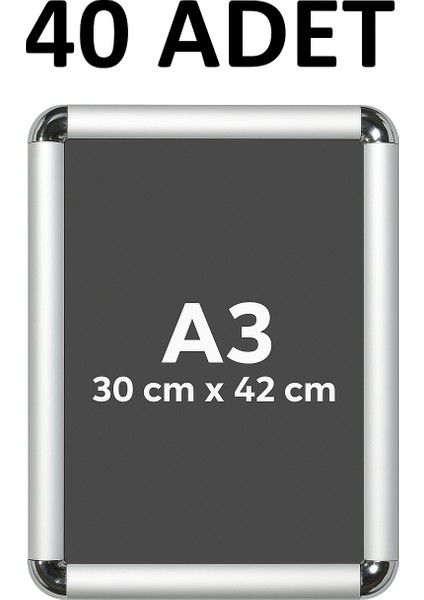 40 Adet A3 Eko Seri Çerçeve Rondo Köşe Aç Kapa Açılır Kapa