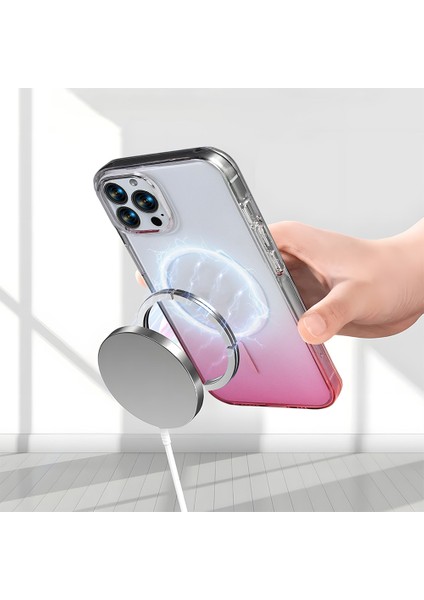 Apple iPhone 16 Pro Uyumlu M-Safe Şarj Özellikli Septik Silikon Kapak Pembe modelleri