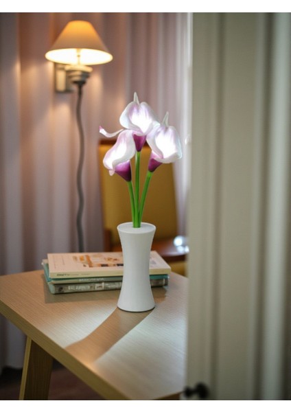 Mor Zambak Tasarımlı Dekoratif LED Işıklı Lamba