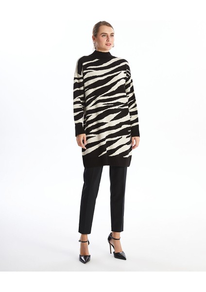 Yeni Sezon Yarım Balıkçı Yaka Desenli Kadın Triko Tunik fiyatları