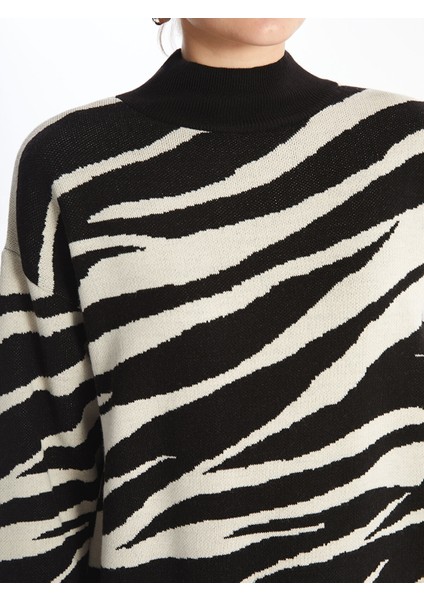 Yeni Sezon Yarım Balıkçı Yaka Desenli Kadın Triko Tunik modelleri