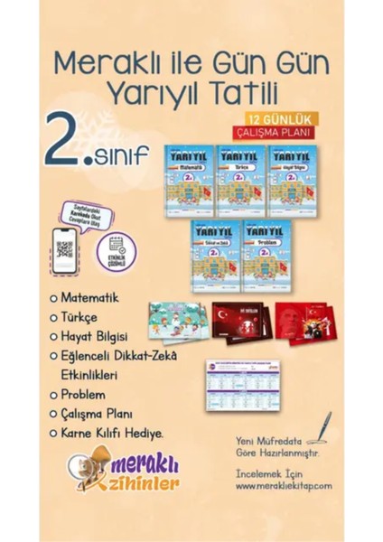 2. Sınıf Gün Gün Yarıyıl Tatil Seti (Güncel Müfredat) (Karne Kılıfı Hediyeli)