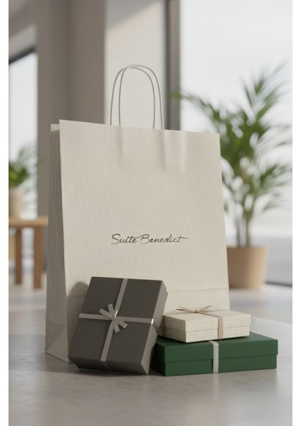 10 Adet Çizgi Desenli Karton Çanta - Hediye Paketi Çanta Poşet 40 cm x 46 cm x 13 cm modelleri