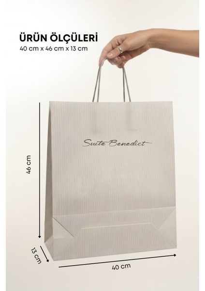 10 Adet Çizgi Desenli Karton Çanta - Hediye Paketi Çanta Poşet 40 cm x 46 cm x 13 cm indirimleri