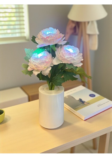 Romantizmin ve Zarafetin Işığı Pembe Şakayık Dekoratif Lamba fırsatları