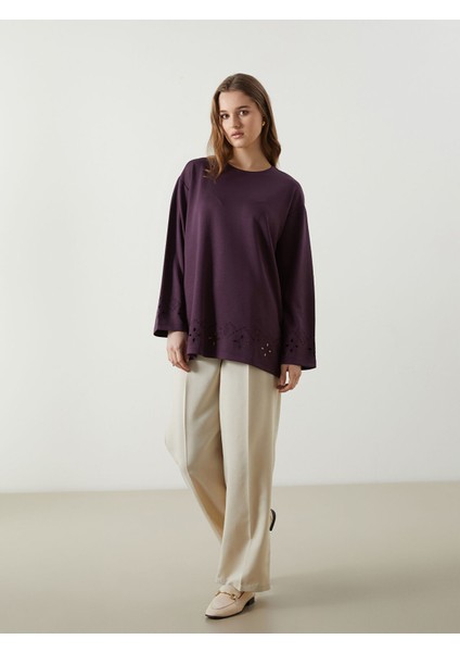 Yeni Sezon Bisiklet Yaka Nakışlı Kadın Tunik fiyatları