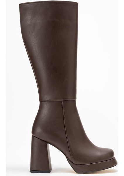 Kadın Platform Taban Çizme Kahve Cilt fiyatları