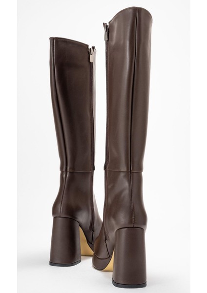 Kadın Platform Taban Çizme Kahve Cilt fırsatları