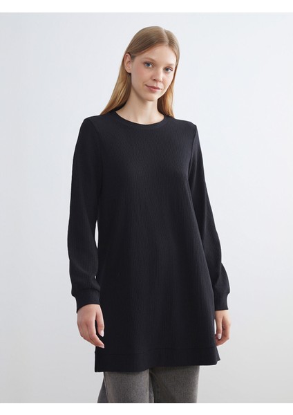 Yeni Sezon Bisiklet Yaka Dokulu Kadın Tunik