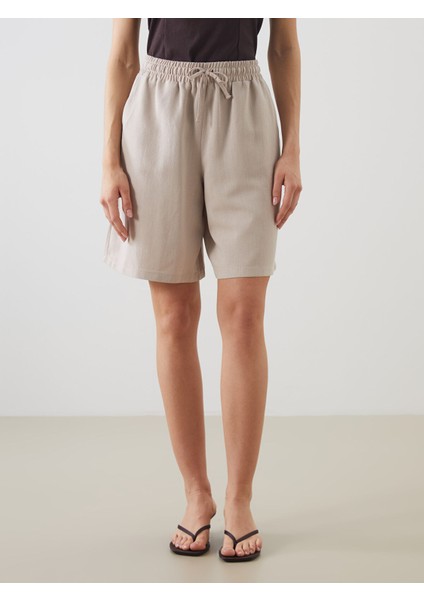 Yeni Sezon Beli Lastikli Keten Karışımlı Kadın Şort fiyatları