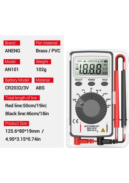 Aneng AN101 Mini Dijital Multimetre Multimetro Test Cihazı Dc/ac Voltaj Akım Lcr Metre Cep Profesyonel Test Cihazları (Yurt Dışından) fırsatları