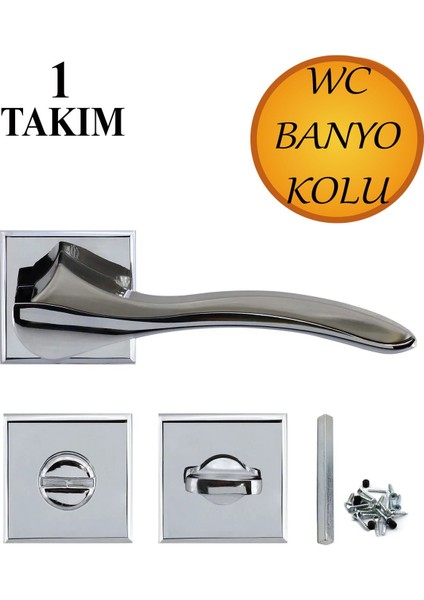 Girne Wc Banyo Kapı Kolu Krom Inox Sağa Sola Uygun Iç Dış Wc Kapısı Kilitlenebilir 1 Takım
