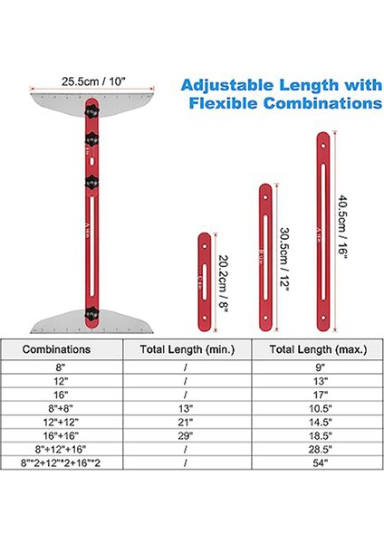 Merdiven Sırtı Şablon Aleti 9INCH-54INCH Ayarlanabilir Uzunlukta Merdiven Ölçüm Alet Jig Merdivenler Için Uygun Basamaklar (Yurt Dışından) fırsatları