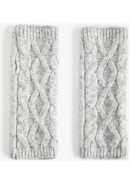 Saç Örgü Dokulu Parmaksız Kırçıllı Uzun Eldiven