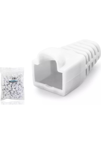 100 Adet ( Beyaz ) RJ45 Cat6 CAT6E Cat5 CAT5E 8P8C Utp Ethernet Ağ Kablosu Jakı Koruma Cover Kılıfı Kablo Konnektörü