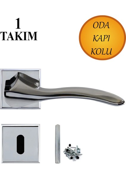 Girne Oda Kapı Kolu Krom Inox Sağa Sola Uygun Ön Arka Oda Kapısı 1 Takım