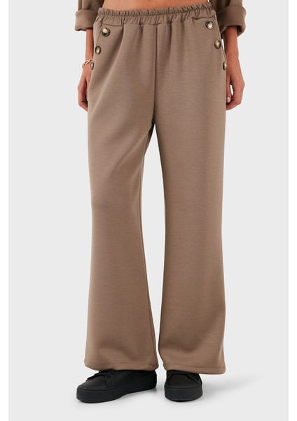 Via Dante Regular Fit Lastikli Bel Geniş Paça Düğme Detaylı Pantolon Bayan Pantolon 6888573 fırsatları