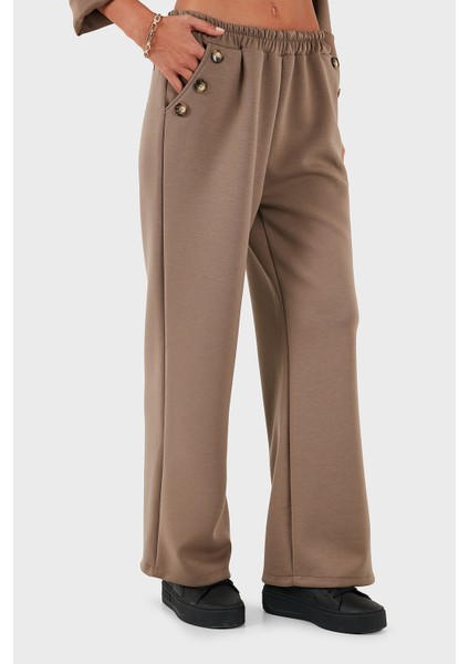 Via Dante Regular Fit Lastikli Bel Geniş Paça Düğme Detaylı Pantolon Bayan Pantolon 6888573 indirimleri