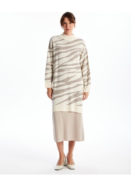 Yeni Sezon Yarım Balıkçı Yaka Desenli Kadın Triko Tunik fiyatları