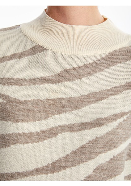 Yeni Sezon Yarım Balıkçı Yaka Desenli Kadın Triko Tunik modelleri