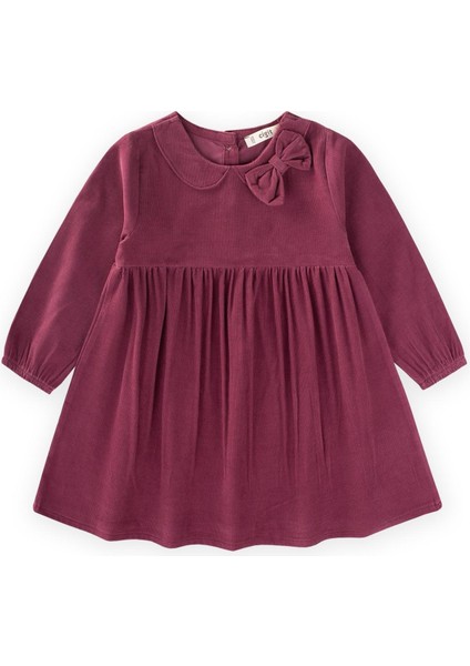 Kadife Elbise 1-8 Yaş Mürdüm