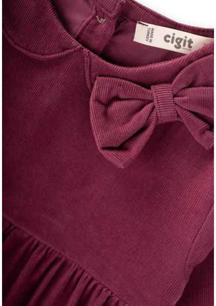 Kadife Elbise 1-8 Yaş Mürdüm modelleri